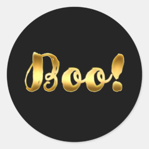 Gold BOO! Modern Script Halloween Party Favour Classic Round Sticker
