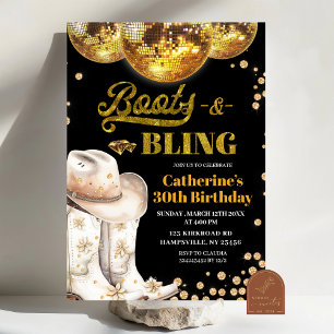 Gold Boots and Blings Adult Birthday Party Invitation