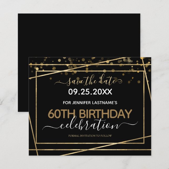 Gold Border 60th Birthday Save the Date Budget (Front/Back)