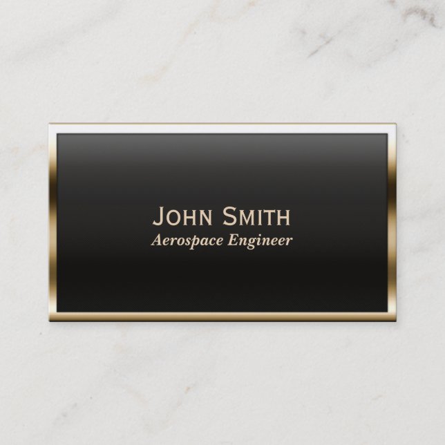 Gold Border Aerospace Engineer Business Card (Front)