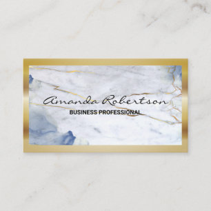 Gold Border   Blue Marble Business Card