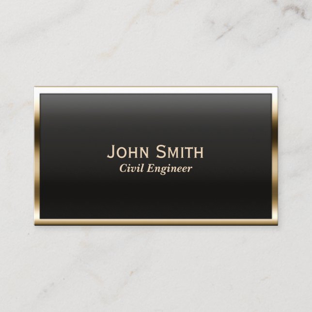 Gold Border Civil Engineer Business Card (Front)