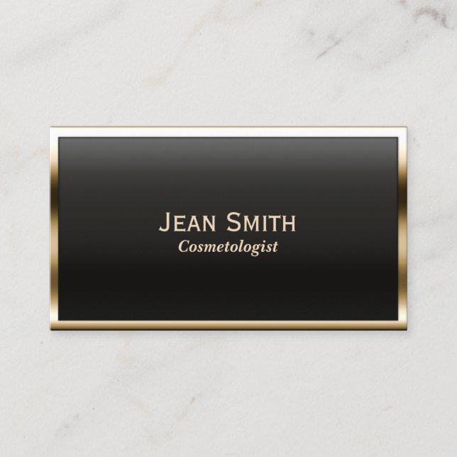 Gold Border Cosmetologist Business Card (Front)