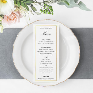 Gold Border Elegant Wedding Dinner Menu and Drinks