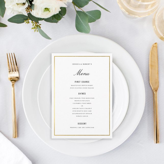 Gold Border Elegant Wedding Menu Card (Creator Uploaded)