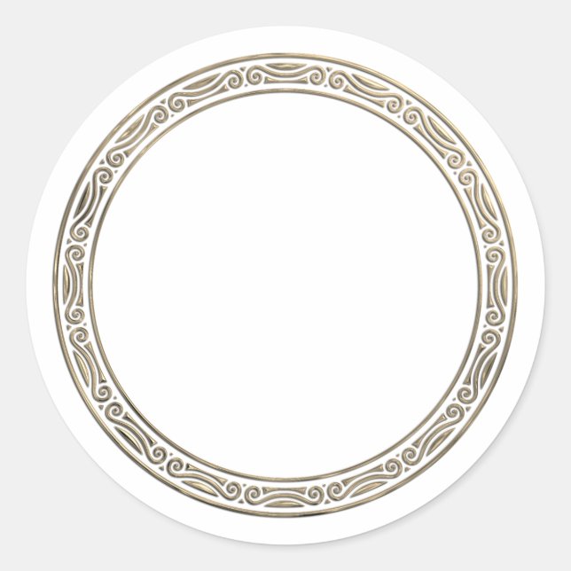 Gold Border Frame for Your Wording Classic Round S Sticker (Front)