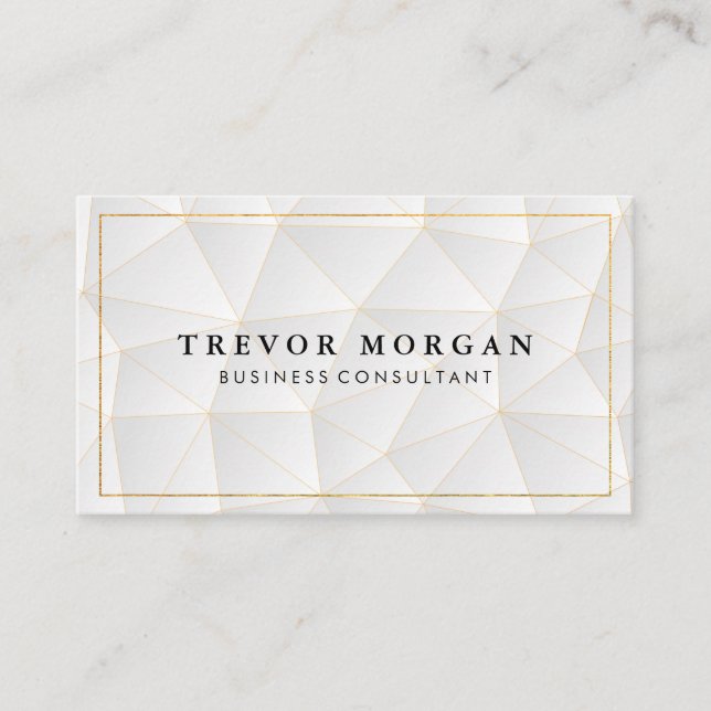 Gold Border | Geometric Pattern Business Card (Front)