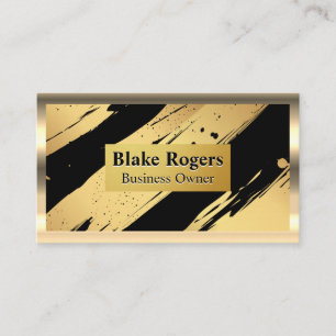 Gold Border   Golden Black Brushed Background Business Card