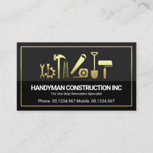 Gold Border Handyman Tools Grey Black Layers Business Card