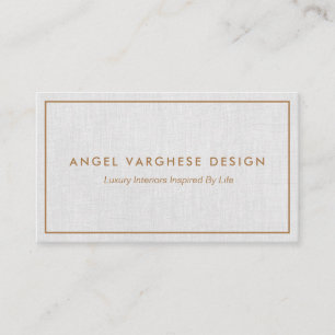 Gold Border Light Grey Linen Professional Business Card