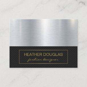 Gold Border   Metallic Black Mesh Pattern Business Card