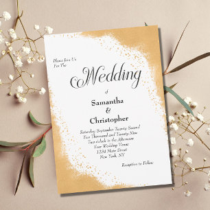 Gold Border Modern Elegant Calligraphy Wedding Invitation