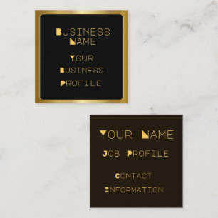 Gold Border on Black and Trendy Font Business Card