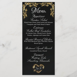 Gold Border on Elegant Black Wedding Menu