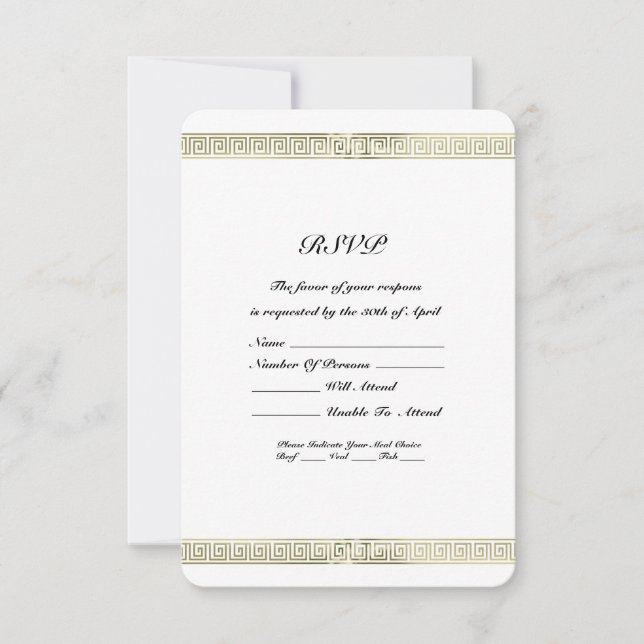 Gold Border Pattern RSVP Card (Front)