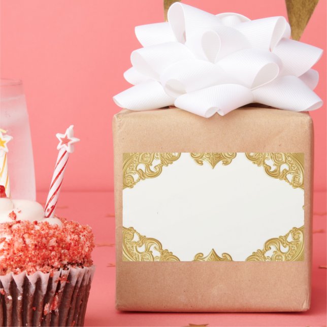 Gold Border Template Faux Foil Rectangular Sticker (Party)