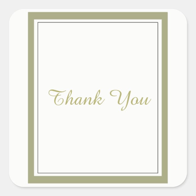 Gold Border Thank You Square Sticker (Front)