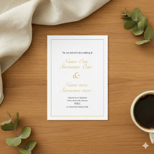 Gold border wedding invitation