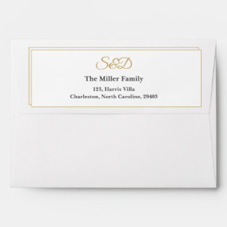 Gold Border Wedding Return Address Envelope