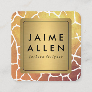 Gold Border with Chic Pattern Square Business Card