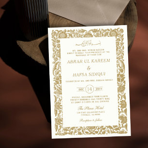 Gold Bordered Elegant Wedding Couple Monogram Invitation