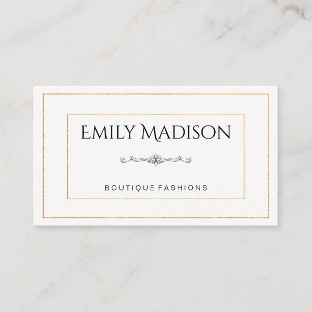 Gold Borders / Elegant Element Business Card (Front)