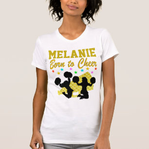 GOLD BORN TO CHEER PERSONALIZED T SHIRT