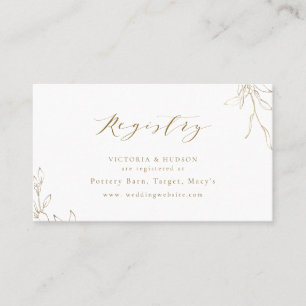 Gold botanical crest monogram bridal Registry card