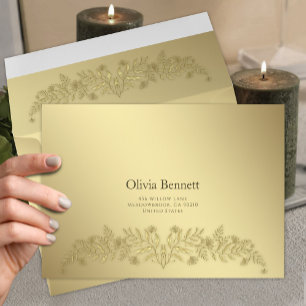 Gold Botanical Embossed Elegant Envelope