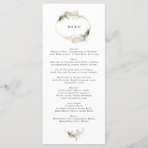 Gold Botanical Eucalyptus Elegant Greenery Moss Menu