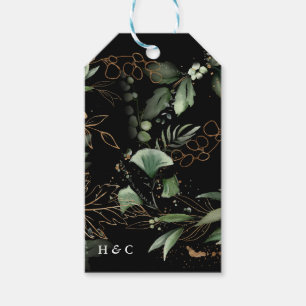 Gold Botanical Eucalyptus Elegant Premium Black Gift Tags