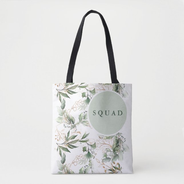 Gold Botanical Eucalyptus Modern Greenery Shower Tote Bag (Front)