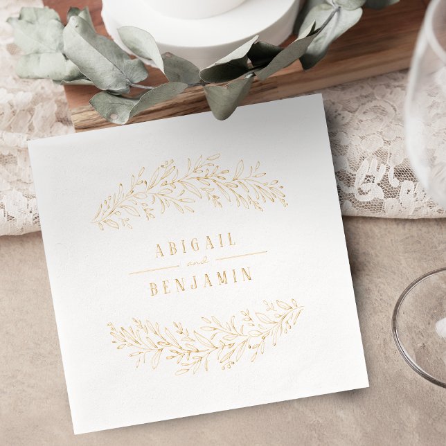 Gold botanical floral elegant wedding foil napkins (Gold botanical floral elegant wedding foil napkins)