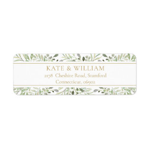 Gold Botanical Greenery Return address Label
