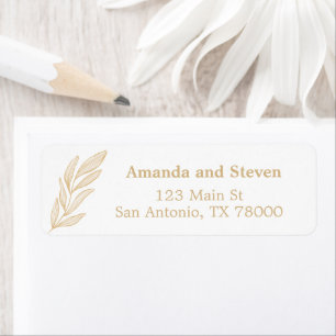 Gold Botanical Minimalist Return Address Label