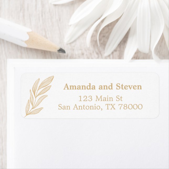 Gold Botanical Minimalist Return Address Label (Insitu)