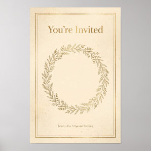 Gold Botanical You're Invited Event Poster