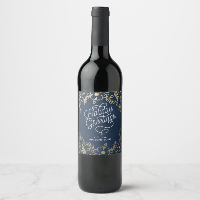 Gold Botanicals Holiday Greetings Wine Label (Front)