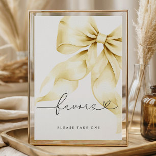 Gold Bow Bridal Shower Favors Table Sign