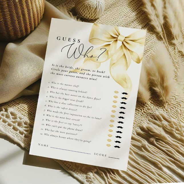 Gold Bow Bridal Shower Guess Who Said it Game (Creator Uploaded)