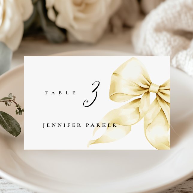 Gold Bow Bridal Shower Name Table Card (Creator Uploaded)