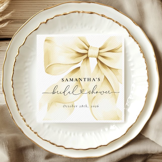 Gold Bow Bridal Shower Paper Napkins (Creator Uploaded)