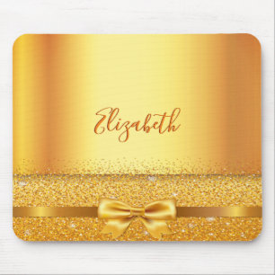 Gold bow elegant name mouse pad