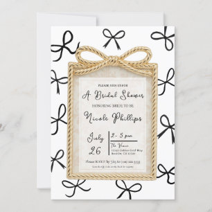 Gold Bow Frame & Little Black Bows Bridal Shower  Invitation
