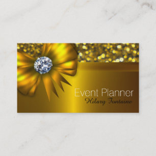 Gold Bow Gold Glitter Event Planner Business Card