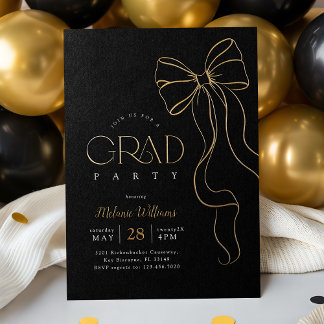 Gold Bow Graduation Invitation