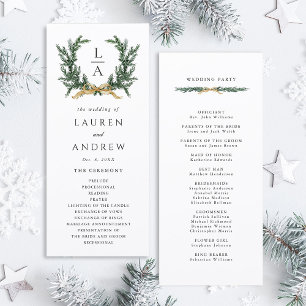 Gold Bow & Green Garland Wedding Ceremony Program