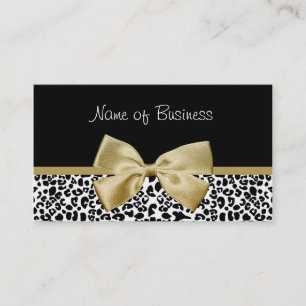 Gold Bow Leopard Boutique Business Card