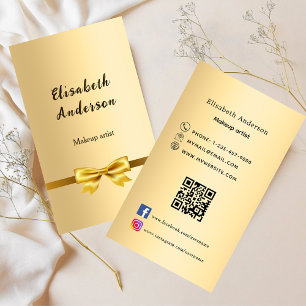 Gold bow Qr code social media Business Card