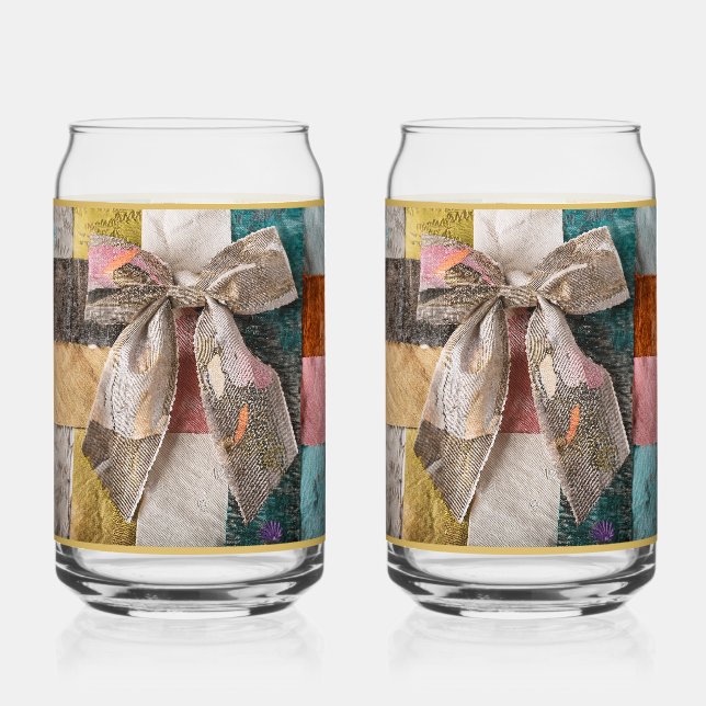 Gold Bow Soda Glass (Front)